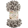 Alize Puffy Knitting Yarn 100 g, Patented Innovation, Loop Knitting without Needles, Colour: 673 Dove Grey
