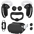AMZDM for Oculus Quest 2 Accessories Face Cushion Cover for Quest 2 Contorller Grips Lens Cover VR Silicone Covers VR Shell Cover Thumbsticks Covers for Meta Quest 2 Disposable Eye Cover 5pcs (Black)