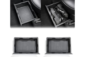 Sitz Organizer Box für Tesla Model Y, 2PCS Aufbewahrungsbox TPE+ABS Doppelter Verdeckter Organizer für Tesla Model Y Zubehör unter Dem Sitz Organizer unter Den Vorderen Sitzen Verstecktes Fach