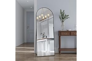 BLSYHDH Espejo de Cuerpo Entero con Marco de Metal, Espejo de pie para Dormitorio y vestidor, Espejo de pie 2 en 1 y Espejo de Pared, Espejo Decorativo de Pared (Negro, Arco 162 x 53 cm)