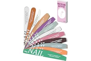 DERSHARA Juego de limas de uñas, 12 limas y bloques pulidores para uñas naturales, uñas acrílicas y de gel