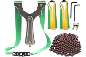 AUVIM Jagd Steinschleuder Set Zwille Schleuder für die Jagd Edelstahl Profi Schleuder Katapult mit 4 Ersatz Gummibändern und 200 Schleuderball für Sport und Outdoor