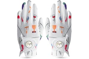 ‎LOVMEAD LOVMEAD Damen Golf Handschuh Golfhandschuhe Leder mit Ballmarker All Wetter Linke Rechte Hand Paar, Damen-Golfhandschuhe Rain Grip Weathersof atmungsaktiv weich rutschfest