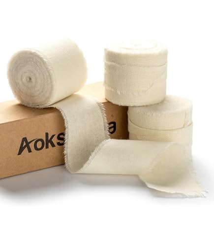 Ruban Coton 100% Naturel 1,6cm - 3 Rouleaux (13,7m) Rouge/Blanc/Vert - Pour Emballage Cadeaux, Déco, Artisanat