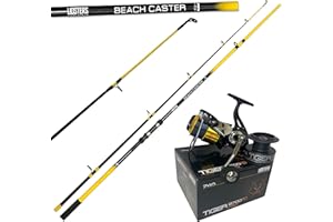 LIDSTERS FISHING SUPPLIES LFS Beachcaster Sea Fishing Rods 12ft 2pc +Lidsters Tiger 870 7+1 Sea Reel 30lb