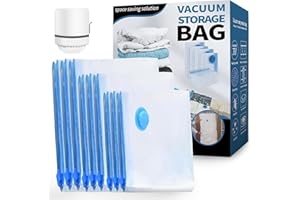 JINER Vacuum Storage Bags with Electric Air Pump, 9 Pack Vacuum Bags (3 Jumbo, 3 Medium, 3 Small) Reusable for Duvets,Quilts,Clothes