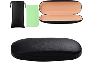 URATOT Leather Glasses Case Hard Shell Eyeglasses Protective Cases for Glasses Storage