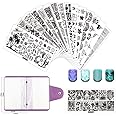 BeautyLeader 20 Pcs Nail Stamp Plates Set 15 Nail Art Plate 2 Stamper 2Scraper 1storage Bag Nails Art Stamping Plate Scraper Stamper Set Leaves Flowers Animal Nail Plate Template Image Plate