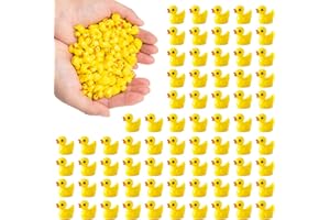 Makorobi 110 Pcs Yellow Mini Ducks Bulk Resin Duck Figurines for Miniature Landscape Garden Aquarium Potted Accessories Home Prank Game Dollhouse Decor Office Decompression