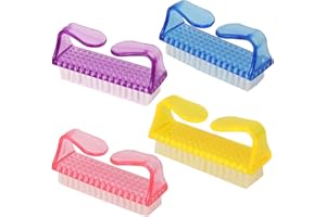 DUXMUZZ Nail Cleaning Brush,4 Different Kind of Plastic Handle Scrubbing Brush for Cleaning Nails,Nail Manicure Dust Brush