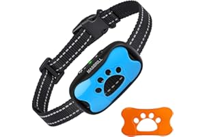 MASBRILL Collar Antiladridos Recargable para Perros Pequeños Medianos y Grandes, Sonido y Vibración Collares Anti ladridos Dispositivo 7 Niveles de Sensibilidad Ajustables - Azul