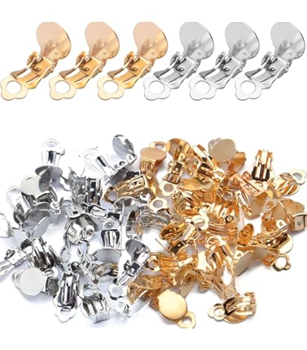 30 Clip Per Orecchini Senza Foro - Oro, Argento, Bronzo, Per Cabochon 10mm, Fai Da Te - Foto 8