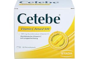 ‎CETEBE Cetebe Vitamin C Retard 500 - Arzneimittel mit hochdosiertem Vitamin C mit Langzeitwirkung- 1 x 180 Retardkapseln