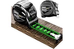 DNSHAN 10M/32.8ft Fluorescent Steel Tape Measure, Stainless Steel Retractable Tape Measure, Width 25mm Waterproof Tape Measure, Thicken Ruler Tape, Easy To Read Self-Lock Measuring Tape Measure, Black