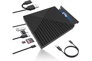 EOKEKE Lecteur CD DVD Externe pour PC, Portable Graveur Enregistreur, USB 3.0 Type-C CD/DVD RW Drive, Mince Graveur DVD Externe Player pour PC Laptop Desktops Windows 10/8/7/XP/Vista/Linux/Mac OS