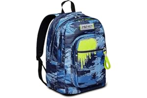 Seven Zaino Scuola Elementare e Medie Bambino NEW FIT - WET COLOR BOY, Blu - Zaino Doppio Scomparto - Tasca Porta Borraccia - Maxi Capienza 32 lt