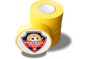 FOOTBALL SOCK TAPE LTD 10x Yellow Football Sock Tape Rolls. 20 Metre Shin Pad Tape. Sock Tape. Football Tape. Soccer Tape. Hockey Tape.