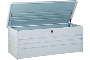 Coffre de Rangement Extérieur 165 x 70 cm 600 Litres en Acier Galvanisé Gris Clair Idéal pour les Accessoires de Jardin Durable et Décoratif Beliani