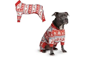 Spark Paws Pigiama natalizio per cani, tuta da recupero per cani, tuta intera ultra morbida e elasticizzata in 4 direzioni, per razze piccole, medie e grandi, Winter Wonderland, 3XL