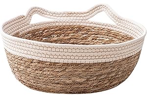 Qianly Cestino per lettino per gatti intrecciato a mano Cat Sleeping Bed Cat Scratcher Cestini tiragraffi per gattini, bianco M