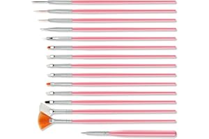 OWNFEEL 15Pcs Fine Paint Brush Set for Cake Decorating, Food Painting Fondant Sugar Art, Watercolor Face Painting Nail Art, Model & Craft Projects, Durable Reusable & Versatile Professional Brushes (Pink)