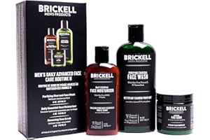 BRICKELL MEN'S PRODUCTS Brickell Men's Daily Face Care Routine II - Detergente viso al carbone attivo Crema esfoliante Lozione viso idratante - Naturale e biologico, senza profumo