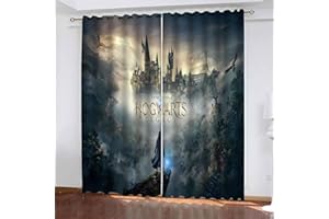 DDONVG Harry Poter Gardinen Kinder Verdunklungsgardine Ösen Für Schlafzimmer, Hogwarts School Verdunkelungsvorhang-Set 2er Set Für Kinderzimmer (13,150x166cm(BxH)/ 75x166cmx2)