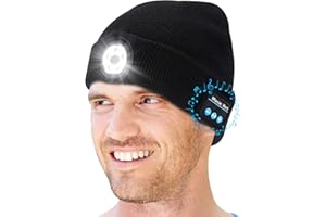 SHENKEY Bluetooth Beanie Hat, 5 LED Beanie Cap Auriculares inalámbricos Sombrero Musical Regalos tecnológicos para Hombres, Mujeres, Adolescentes, niños