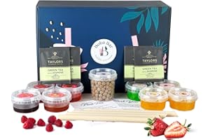BOBA BAR Pink Paradise Fruit Bubble Tea Kit (Serves 4 x 500 Ml Drinks) - Fruit Tea Flavours, Popping Boba & Jelly Toppings | Vegan & Gluten-Free | Tapioca Pearls & Tea Bags