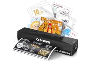 Crenova Plastificadora A4 en Caliente y Frío con 10 Fundas, Sin Burbujas, Ideal para Hogar y Oficina (Negra)