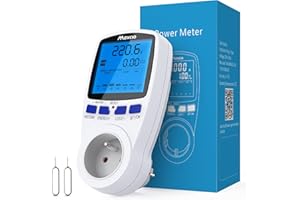 Maxcio Misuratore di potenza doppia tariffa, Contatore di Potenza del Consumo Corrent 16A, Wattmetro dell’Energia Elettrica con Schermo LCD, Potenza Massima 3680W, Specifiche Francesi