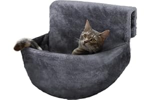 Petlicity Deluxe Radiator Cat Bed, Round Cosy and warm fleece beds Basket Cradle Hammock, Solid & Durable Iron Frame handling heavier Animals, Perfect for Cats, Kittens, Puppy Dog (GREY)