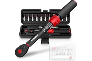HYCHIKA BETTER TOOLS FOR BETTER LIFE HYCHIKA Juego de 13 Llaves Dinamométricas 1/4" 5-25Nm, Precisión ±2%, Set Llave Dinamométrica Bicicleta 72 Dientes con Alargue, Bits y Estuche.