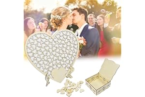 Zuxbolf Libros de Visitas Boda,Libro de Invitados de Boda Personalizado con 60 Corazones de Madera,Caja de Almacenamiento y 2 Rotuladores Libro de Visitas Madera Decoraciones Rusticas para Banquetes