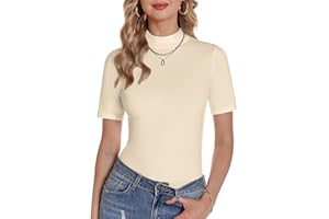 Totatuit Magliette Donna Estive Manica Corta Shirt Elegante Basic Dolcevita Maglietta Top a Collo Alto Lupetto Casual Pullover di Base Slim Fit Morbida Sexy