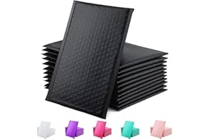 M7 PACKAGING Bubble Mailers 100 Pack, Metallic Foil Bubble Mailer Waterproof Self Seal Shipping Gold Silver Black or Pink, Padded Envelopes for Mailing Packaging (Black, 140x175mm)