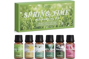 Salubrito Zestaw wiosennych olejków eterycznych, aromaterapia, wiosenny olejek zapachowy do dyfuzora, morska bryza, świeżo skoszona trawa, deszcz, gardenia, frezji, róża geranium