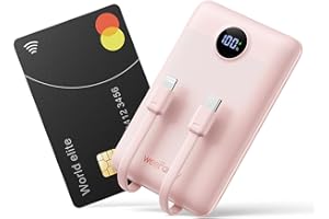 WeeFancy Mini Power Bank 10000mAh 22.5W Powerbank USB C z zintegrowanym kablem PD QC Fast Charge, ultra kompaktowa bateria zewnętrzna 4 wyjściami kompatybilna iPhone 15/14/Galaxy/Xiaomi/DJI