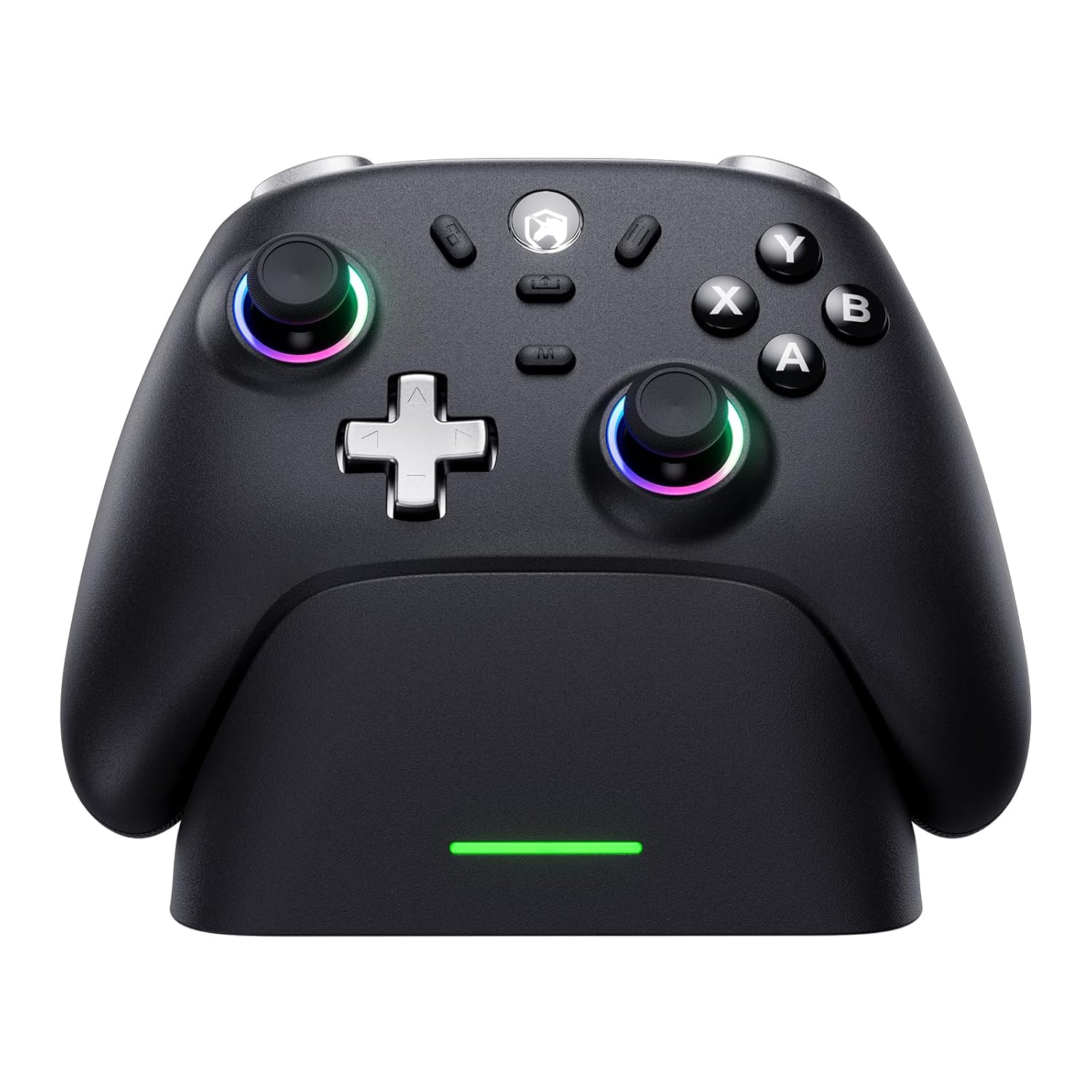 Controller per PC/ Switch, con Base di Ricarica, 1000Hz Polling Rate, Hall Joystick, 3 Modalità - 2.4GHz/BT/Cavo, Batteria 800mAh, Turbo, Vibrazione, Controller Gaming per PC/NS/Switch 2/iOS/Android
