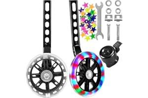 BAYINBROOK Stabilisateurs de vélo pour enfants,Roues d'entraînement Flash pour vélo,Roues auxiliaires pour vélo,Stabilisateurs de vélo universels,Petites Roues pour Vélo d'enfants Support De Roue (Noir)