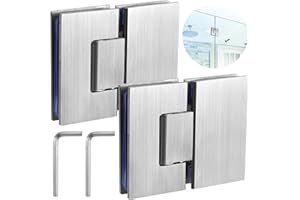 LNRUEG Bisagras de cristal para ducha de 180 grados, 2 unidades, bisagra de vidrio a vidrio sin marco para bisagras de acero inoxidable de 8 a 12 mm