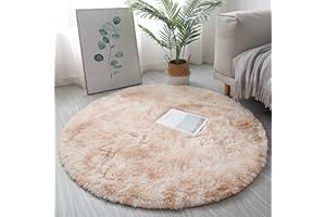 KAYBTNT Round Rug, Fluffy Shaggy Aesthetic Circle Rug, Plush Washable Non-Slip Soft Area Circular Fuzzy Rugs, Cute Carpet for Kids Baby Nursery Girls Living Room Bedroom Home,Brown,200cm/79inch