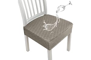 JUNZHE Diamond Lattice - Fundas Impermeables para Asientos de sillas para sillas de Comedor,Cocina, Fundas extraíbles y Lavables para Cojines de Asiento de Silla (Gris Pardo,6 Piezas)
