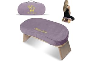 MONK & LLAMA Meditation Bench - Kneeling Bamboo Bench with Foldable Legs & Cushion — Kneeling Stool Ergonomic Bamboo Yoga Bench for Extended Practic