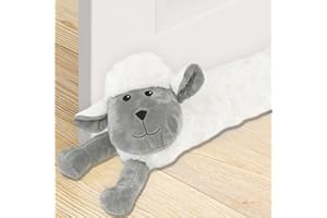 The Magic Toy Shop White Sheep Novelty Draught Excluder Cushion – Perfect for Blocking Wind, Noise, Light, Dust – Under Door Draft Stopper for Doors, Windows – Ideal Housewarming Gift