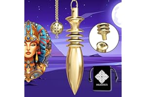 MAJESTIC'S Péndulo Adivinatorio Egipcio Karnak/Pendulo de Radiestesia con Testigo y su Cadena (38 GR) – Laton Dorado – Magnetizador, Zahorí, Clarividencia, Esoterismo [Satisfacción o Reembolso DE POR VIDA]