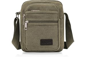FuninCrea Casual Crossbody Bag, Canvas Shoulder Bag Messenger Bags for Men, Multi Pocket Crossbody Phone Bag with Shoulder Strap for Sporting, Travelling, Hiking, Cycling