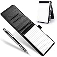 cobee Pocket Notebook Holder with Pen, Mini Leather Notepad Memo Book Small Portable Notebook with Metal Pen for Offices Schools Restaurants