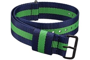 WOCCI Militare Stile Cinturino per Orologio in Nylon con Fibbia Nera, Monopezzo Cinturini di Ricambio, 18mm 20mm 22mm 24mm
