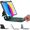 BOBOLEE Touchpad Keyboard Case for iPad 10.9" 10th Gen (Not for Air 5th & 4th), Wireless BT Backlight with Trackpad, Horizontal Vertical Multi-View Adjustable Angles Slim Cover with Pen Holder, Black